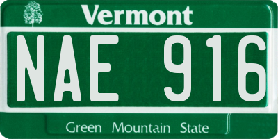 VT license plate NAE916