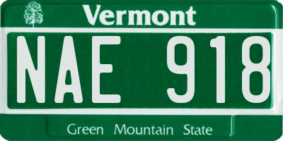 VT license plate NAE918