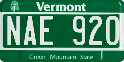 VT license plate NAE920