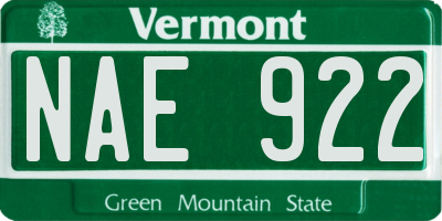 VT license plate NAE922