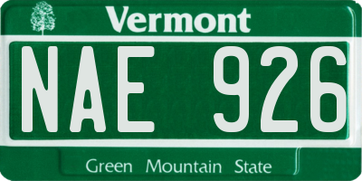 VT license plate NAE926