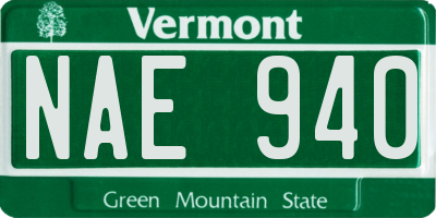 VT license plate NAE940