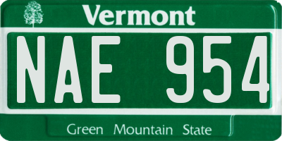 VT license plate NAE954