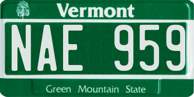 VT license plate NAE959