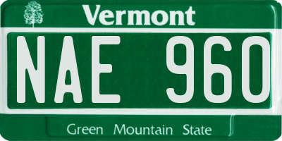 VT license plate NAE960