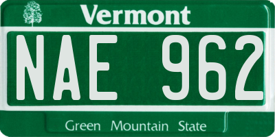 VT license plate NAE962