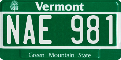 VT license plate NAE981