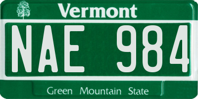 VT license plate NAE984