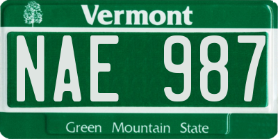 VT license plate NAE987