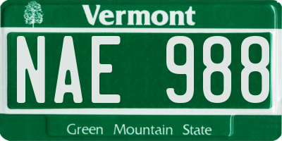 VT license plate NAE988