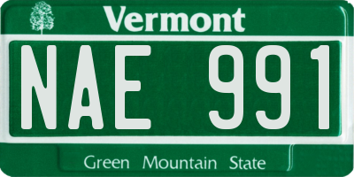 VT license plate NAE991