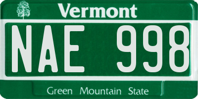 VT license plate NAE998