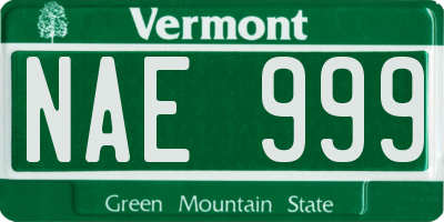 VT license plate NAE999