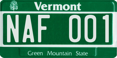 VT license plate NAF001