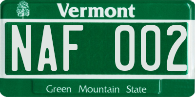 VT license plate NAF002