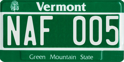 VT license plate NAF005
