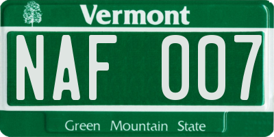VT license plate NAF007