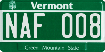 VT license plate NAF008