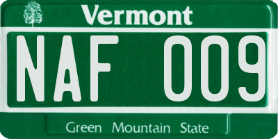 VT license plate NAF009