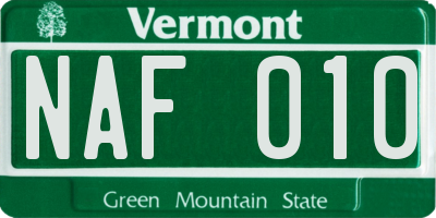 VT license plate NAF010