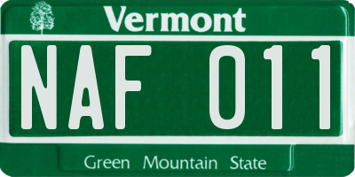 VT license plate NAF011