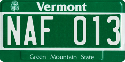 VT license plate NAF013