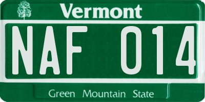 VT license plate NAF014