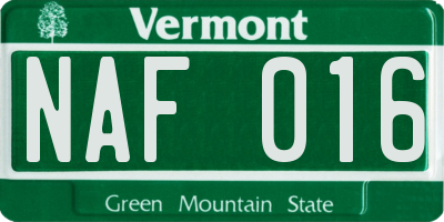 VT license plate NAF016