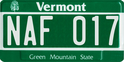 VT license plate NAF017