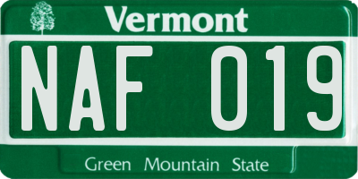VT license plate NAF019