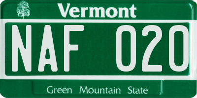 VT license plate NAF020