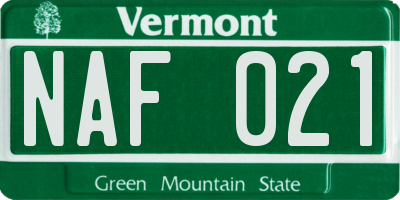 VT license plate NAF021