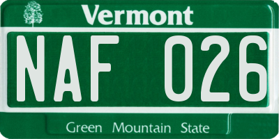 VT license plate NAF026