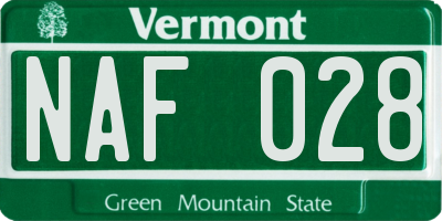 VT license plate NAF028