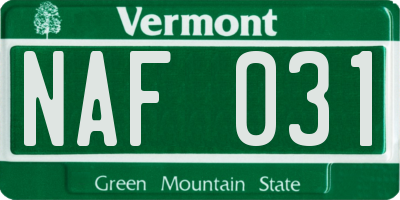 VT license plate NAF031