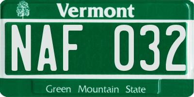 VT license plate NAF032