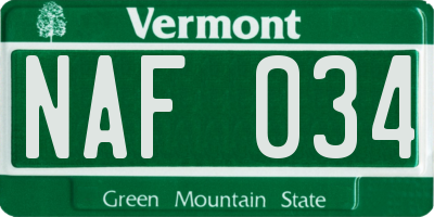 VT license plate NAF034