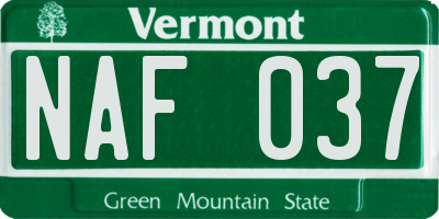 VT license plate NAF037