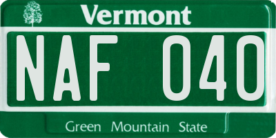 VT license plate NAF040