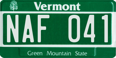VT license plate NAF041