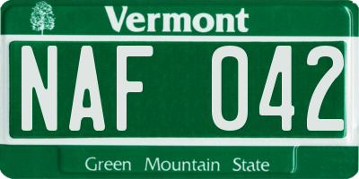 VT license plate NAF042