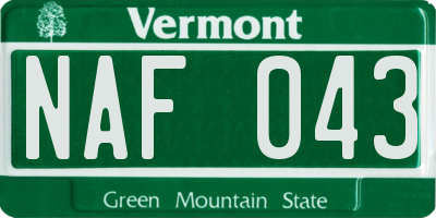 VT license plate NAF043