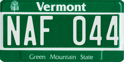 VT license plate NAF044