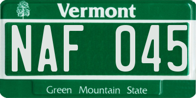 VT license plate NAF045