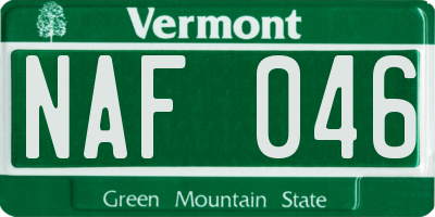 VT license plate NAF046