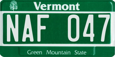 VT license plate NAF047