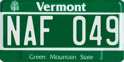 VT license plate NAF049
