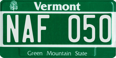 VT license plate NAF050