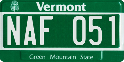 VT license plate NAF051
