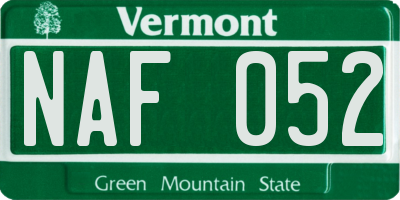 VT license plate NAF052